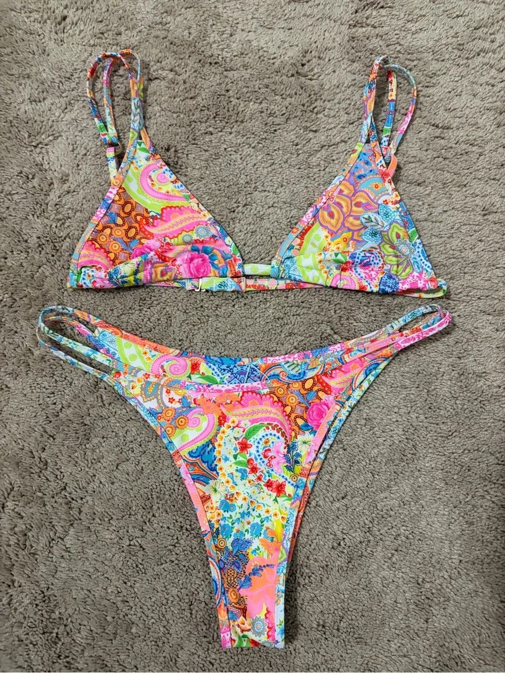 Kulani Kinis Vibrant Multicolor Paisley Triangle Bikini